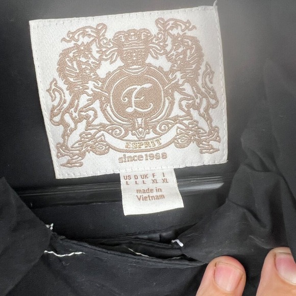 ESPRIT Womens Y2K Black Double Breasted Black Trench Coat Size L - Picture 4 of 7